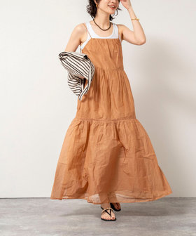 【MARILYN MOON/マリリーンムーン】sheer starched cotton lace tieredワンピース