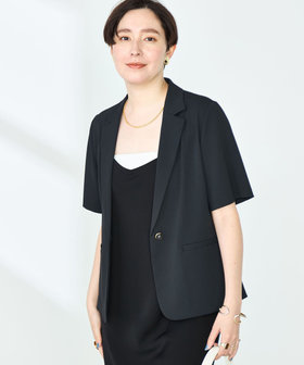 ノーリーズ NOLLEY’S シアー ジャケット 半袖 ブラウン 25SS ウォッシャブルリネン風シアージャケット（5-0035-4-05-007