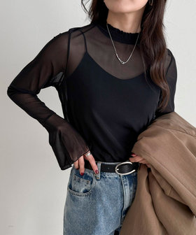 フレアスリーブシアーチュールプルオーバー