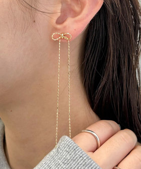 ミクロチェーンリボンピアス