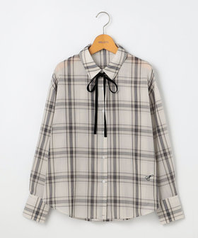 会員限定 BLACK FRIDAY対象］ウォッシャブルリボン付きチェックシャツ