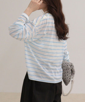 ハートステッチシアーボーダーロンTシャツ