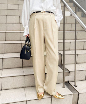 ウォッシャブルハイスペック麻調愛されセミワイドパンツ