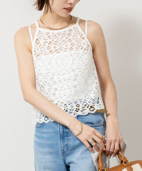 ウォッシャブルクロッシェレースアメスリタンクトップ
