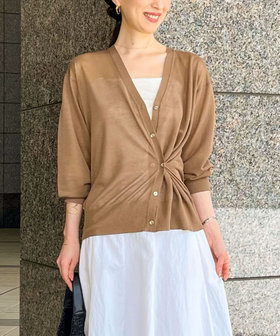 美品★ノーリーズ★リエミラー★チュール刺繍Vネックカーディガン★ノーリーズソフィ セットアップ対応》《手洗い可能》チュール刺繍Vネック