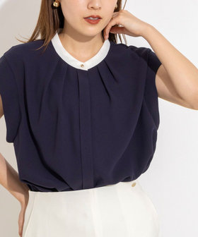 ウォッシャブルストレッチジョーゼットフレンチスリーブブラウス