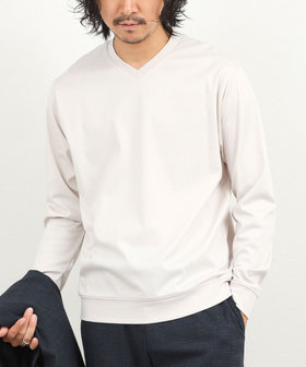 《ビジカジ対応》シルケットスムース Vネック ドレスロンT 26AW