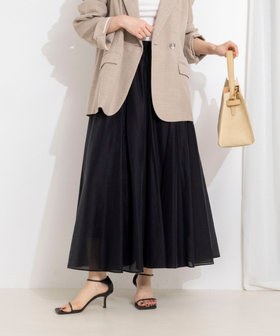 ウォッシャブルシアーボリュームフレアロングスカート