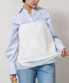 ウォッシャブルフェザースパンコールチュールキャミブラウス（6-0030-2