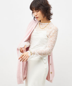 ウォッシャブルラッセルレースTブラウス（6-0030-1-01-020