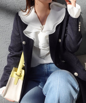 ウォッシャブルラッフルカラーブラウス