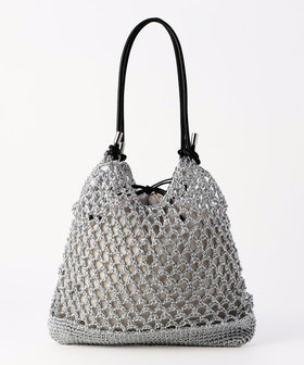 メタリックコードメッシュ編みトートバッグ