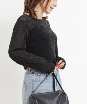 会員限定 BLACK FRIDAY対象］ラメフロッキードットプルオーバー