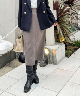 ウォッシャブルストレッチスエード切替タイトスカート