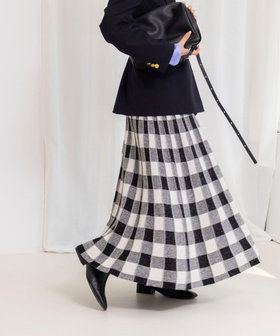 《手洗い可能》チェックニットスカート