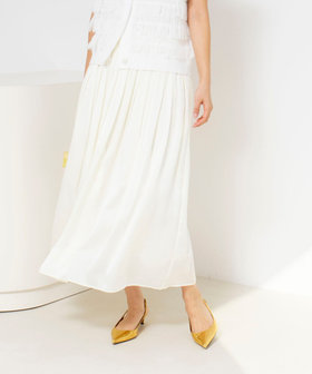 ウォッシャブルサテン楊柳ギャザースカート