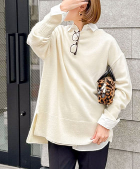 ウールナイロンロング丈プルオーバー