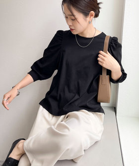 ハート釦シルケット袖ボリュームプルオーバー