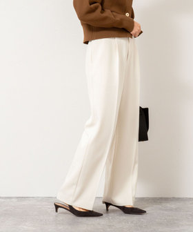 ウォッシャブルウール調愛されセミワイドパンツ