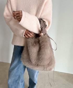 ギャザーハンドルエコファーショルダーバッグ