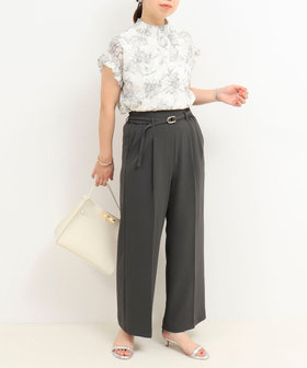 メル15145欄　manielle(旧マニアニエンナ)セットアップ2点 セットアップ対応》ハイストレッチカルゼワッシャーベルト付き