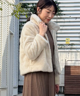 ボーダーキルトファーブルゾン