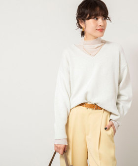 手洗い可能》モヘヤスパンコールVネックプルオーバー（5-0030-7-02-007