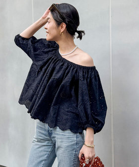 【MAQWEL/マクウェル】ウォッシャブルコットンレースブラウス