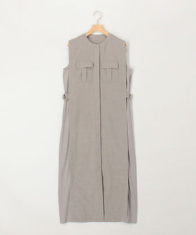 麻調×リブ切替ワンピース