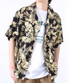 ballaholic 写真プリントシャツ Lサイズ　アロハ アロハシャツ 花柄 星柄 総柄 レトロ ハワイアンシャツ プリント