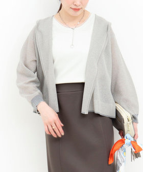 フード地柄7分袖はおり