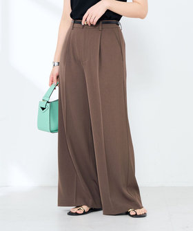 ウォッシャブル強撚ツイルワイドパンツ