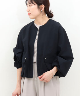 撥水ノーカラーブルゾン