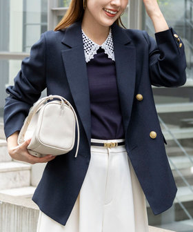 《セットアップ対応》ウォッシャブルハイスペック麻調ダブルジャケット