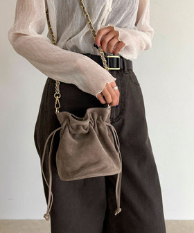 AULENTTI/オーレンティ】スエード巾着チェーンショルダーバッグ（5