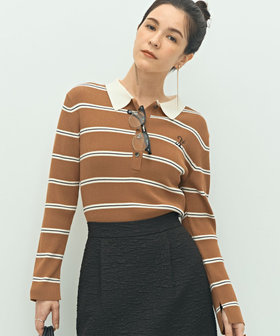 《手洗い可能》ポロ衿リブプルオーバーニット