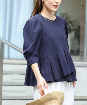 ウォッシャブルサラドラトリコットペプラムブラウス