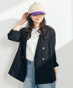 リネン混ライトダブルジャケット