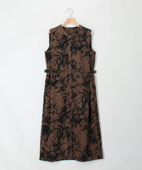 ブラウン フラワープリント ノースリーブ ロングワンピース 会員限定 BLACK FRIDAY対象］ビックフラワープリントワンピース（5