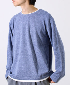 ［WEB限定 SPECIAL SALE！］【もちもち素材】ストレッチサカリバ起毛フェイクレイヤードプルオーバー