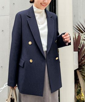 ウォッシャブルウール調ダブルジャケット