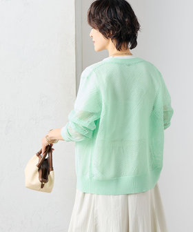 WEB限定 TIME SALE！］《手洗い可能》メッシュ長袖Vネック