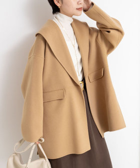 リバーショールコート（キャメル） allureville｜リバーショールカラーミドル丈コート | Rakuten