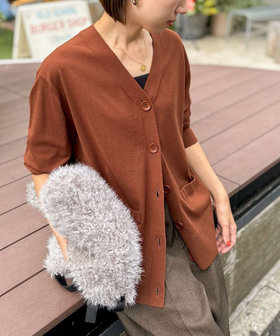 《手洗い可能》《セットアップ対応》BIGシルエットVネックカーディガン