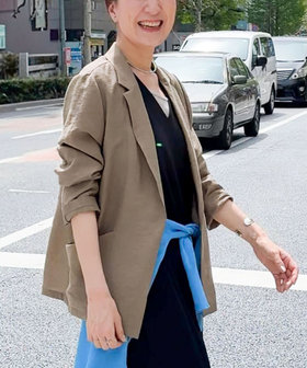 セットアップ対応》ウォッシャブルウール調サージノーカラー
