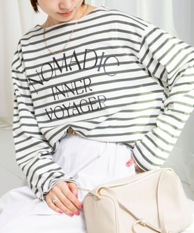 【WEB限定】ウォッシャブルボーダープリントロンTee