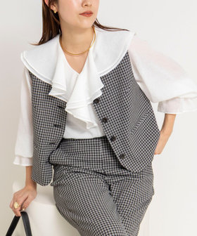 《セットアップ対応》ウォッシャブルビーチェックベスト