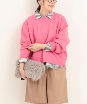 ヤクライククルーネックショート丈プルオーバーニット