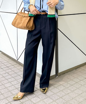 Nolley's ジレ、パンツ　セットアップ セットアップ対応》ウォッシャブルウール調セミワイドパンツ（5