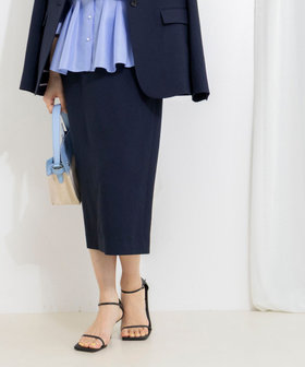 《セットアップ対応》ウォッシャブルストレッチツイルタイトスカート